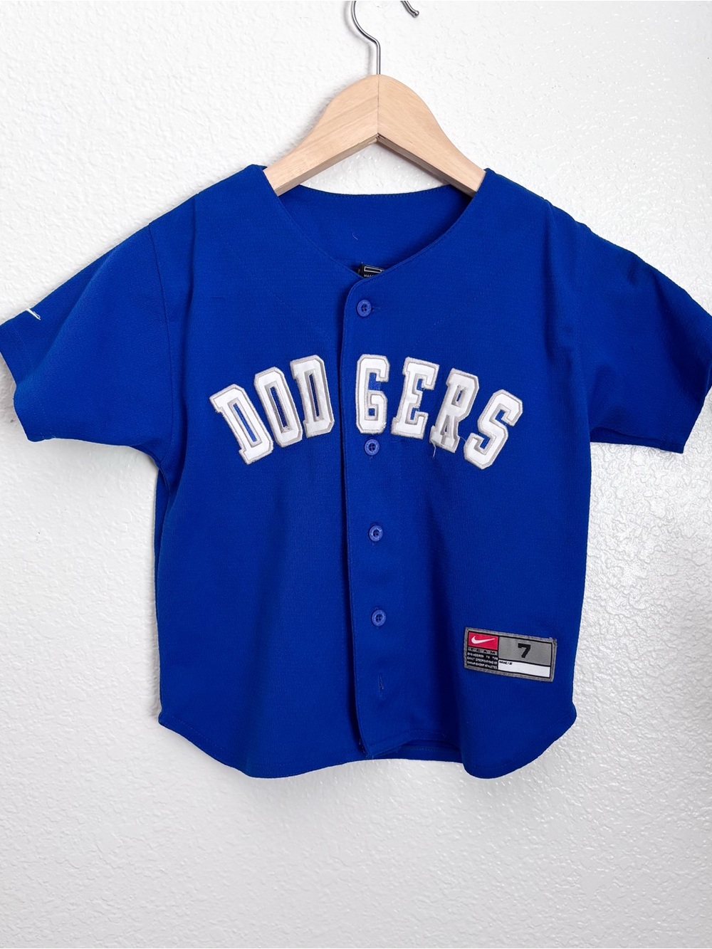 Nike Kids Blue Dodgers Button-Front Baseball Jersey